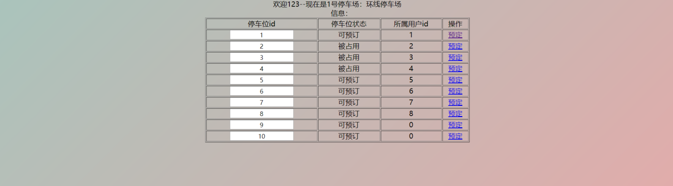 用户界面-停车位信息